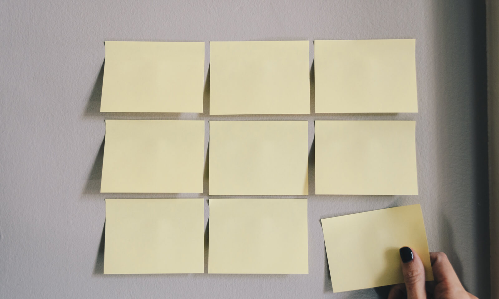 Sticky notes being used to help conduct an ecommerce business plan