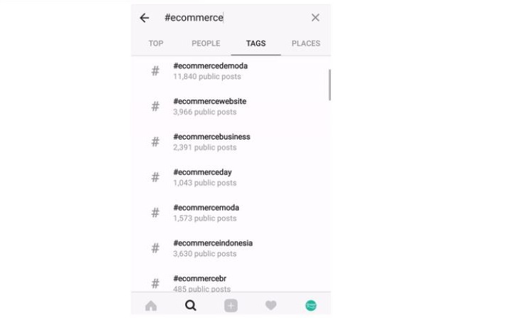 Instagram hashtag search