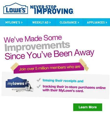 Lowe’s Re-engagement Email.